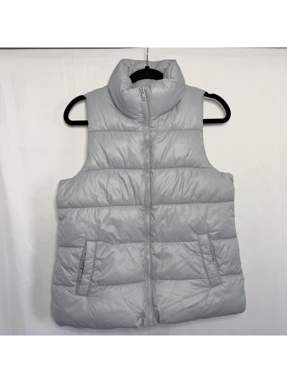 Old Navy Puffer Vest Women’s Small Fleece Lined Gray